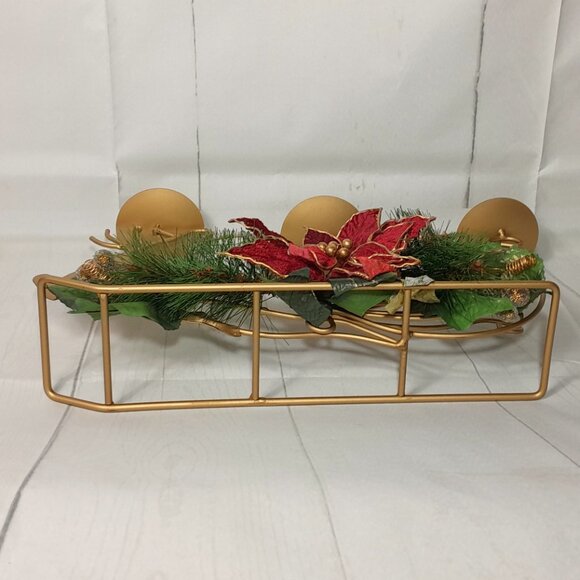 Candle Holder Reindeer Poinsettia Litetyme Handcrafted Metalworks - Picture 10 of 16